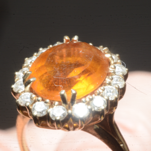 14k yellow citrine with 16 diamonds