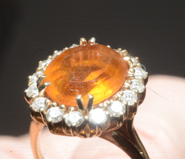 14k yellow citrine with 16 diamonds